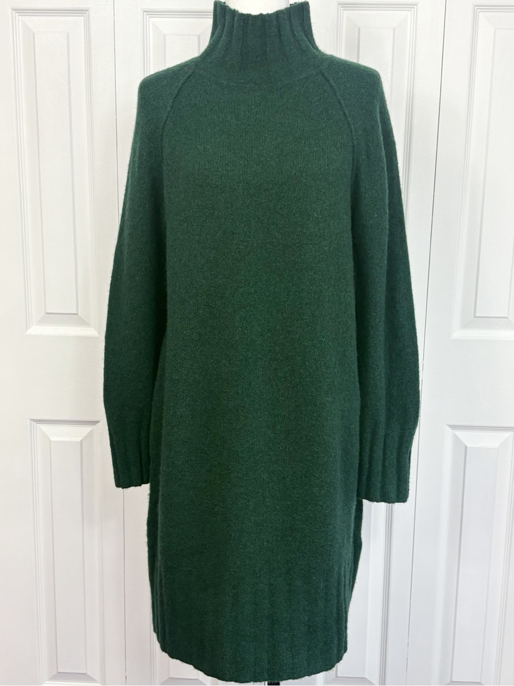 Banana Republic Dark Green Soft Wool Yak Hair Mockneck Sweater Dress Large